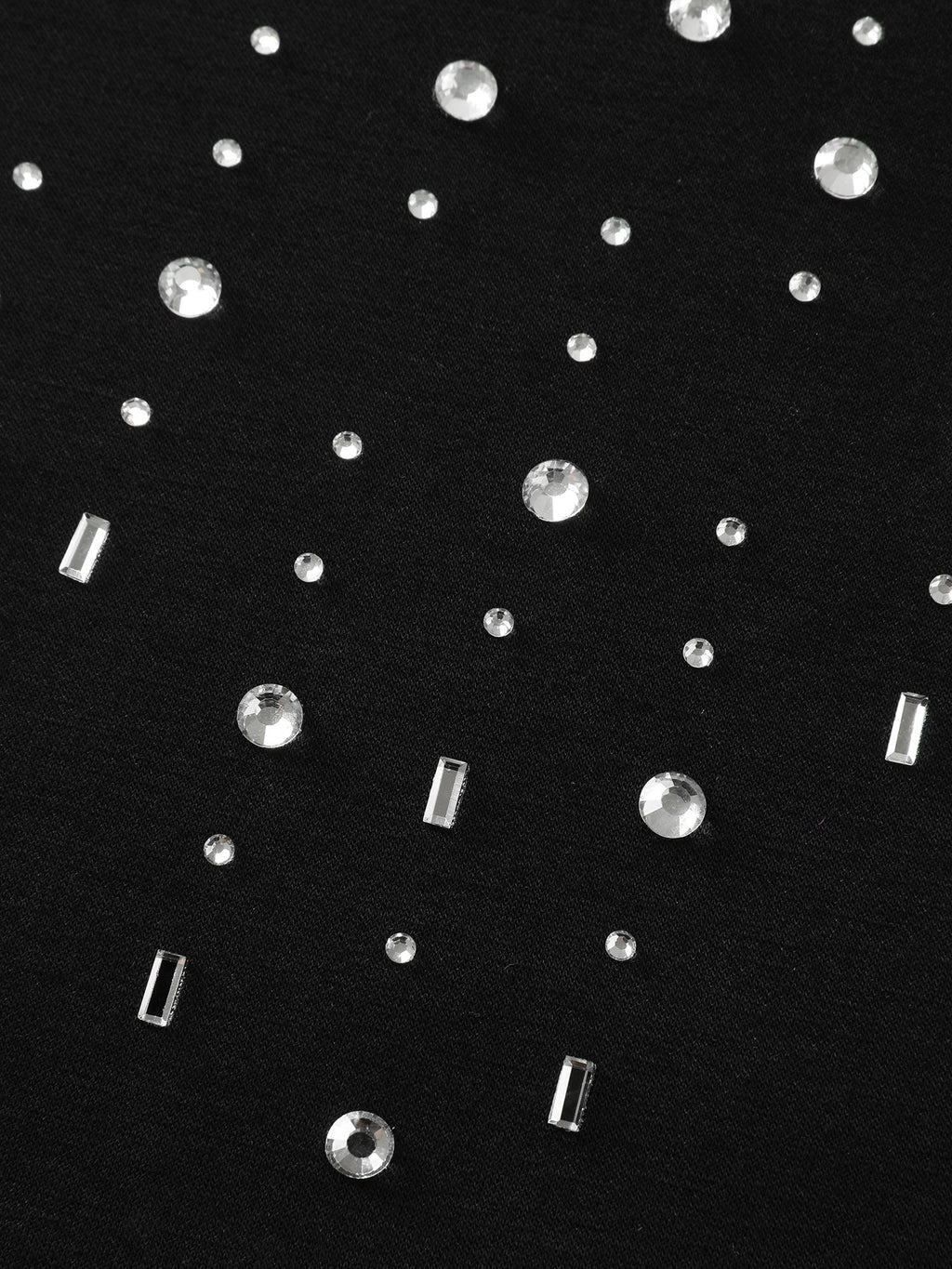 Rhinestone Relaxed-Fit Round Neck Sweatshirt