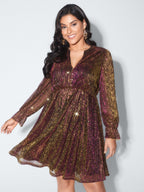 Starry Moon Sequin Button Mini Dress