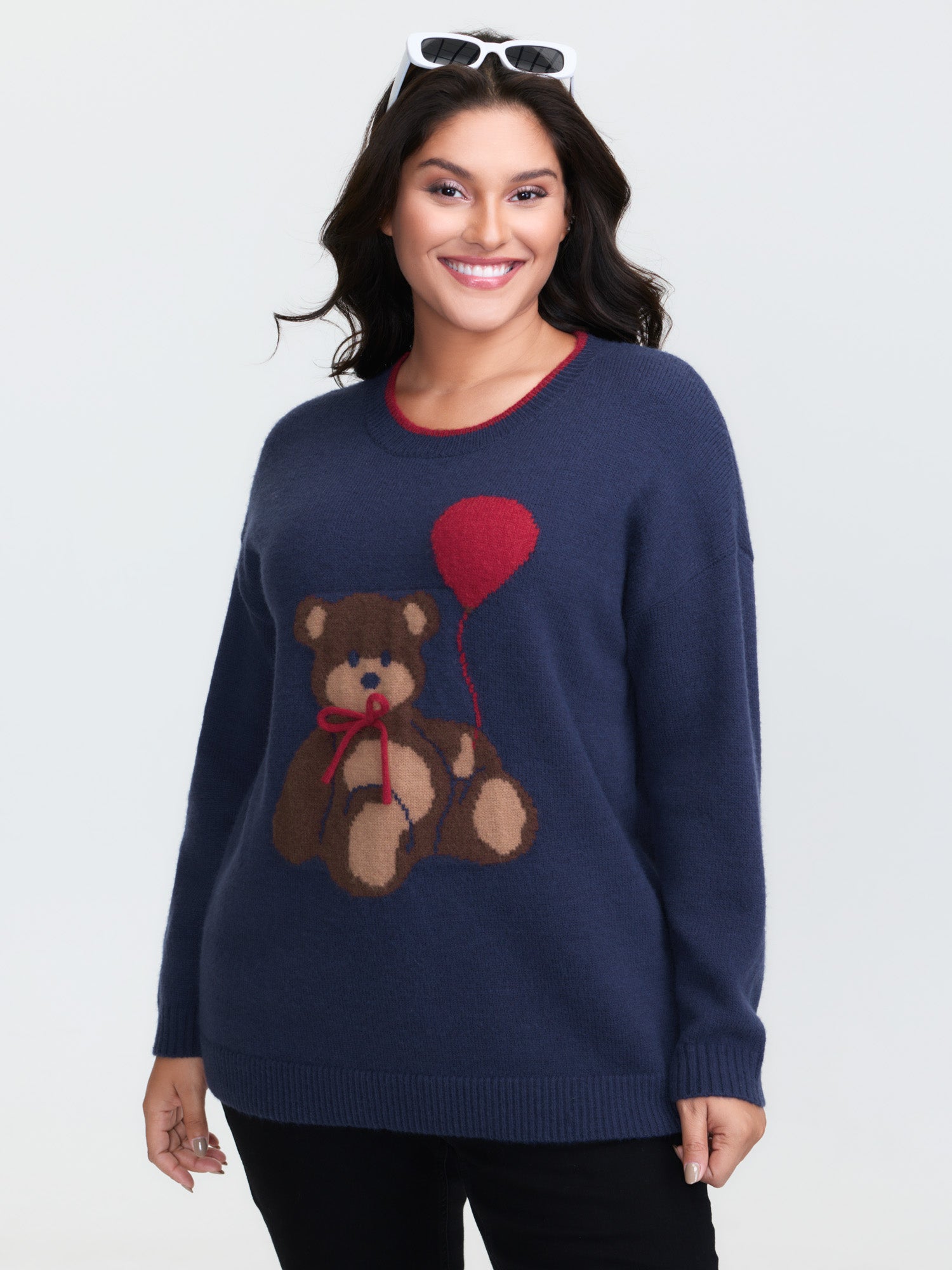 Teddy Bear Balloon Print Pullover