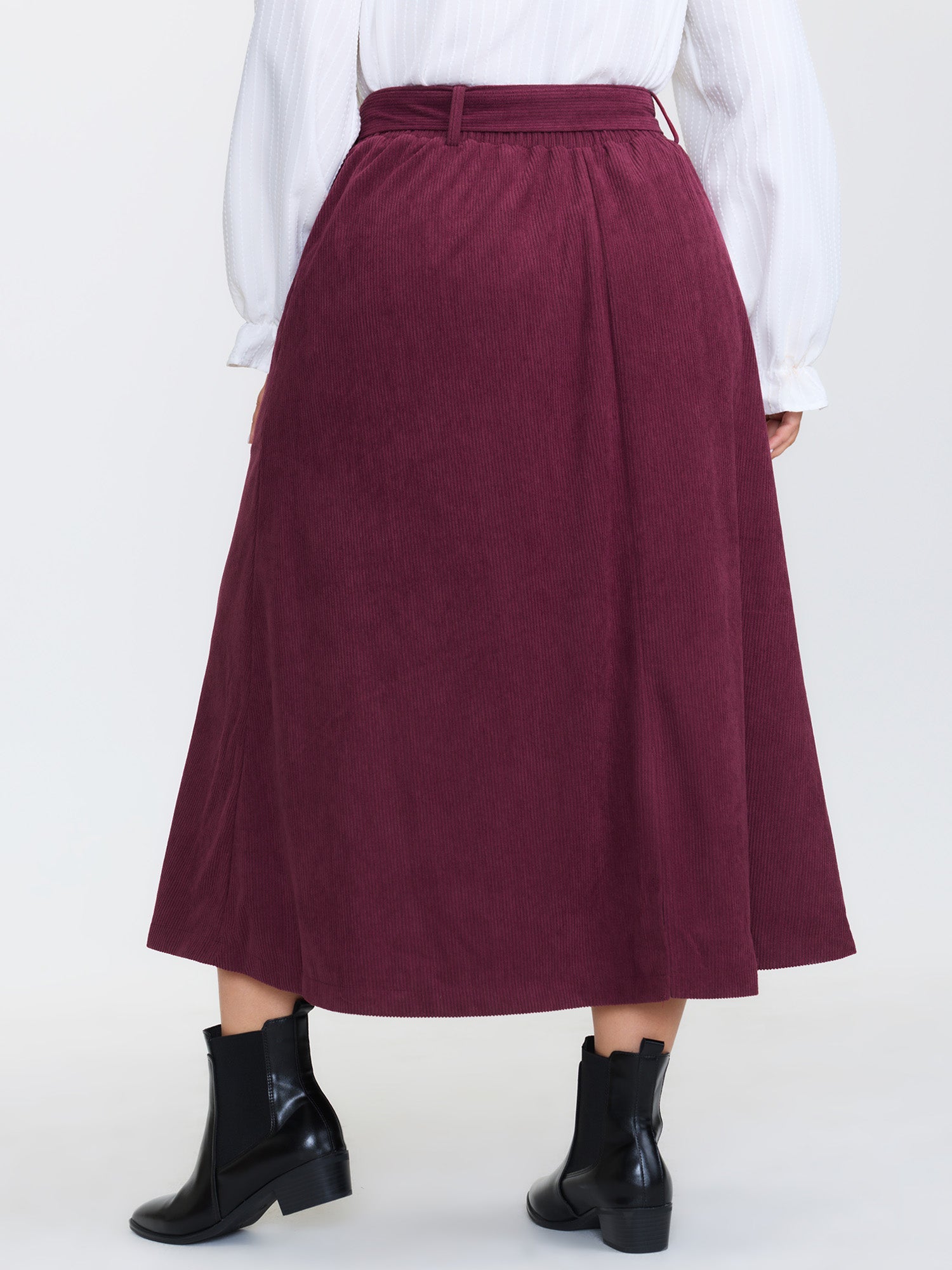 Textured Button-Down Maxi Skirt