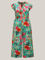 Sunkissed Floral Print Button Wide-Leg Jumpsuit