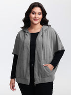 Supersoft Cloak Style Zipper Hooded Jacket