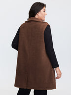 Teddy Fleece Lapel Sleeveless Vest