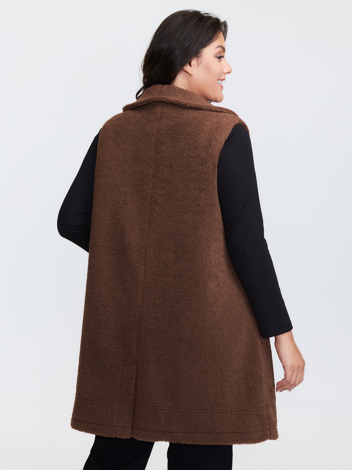 Teddy Fleece Lapel Sleeveless Vest