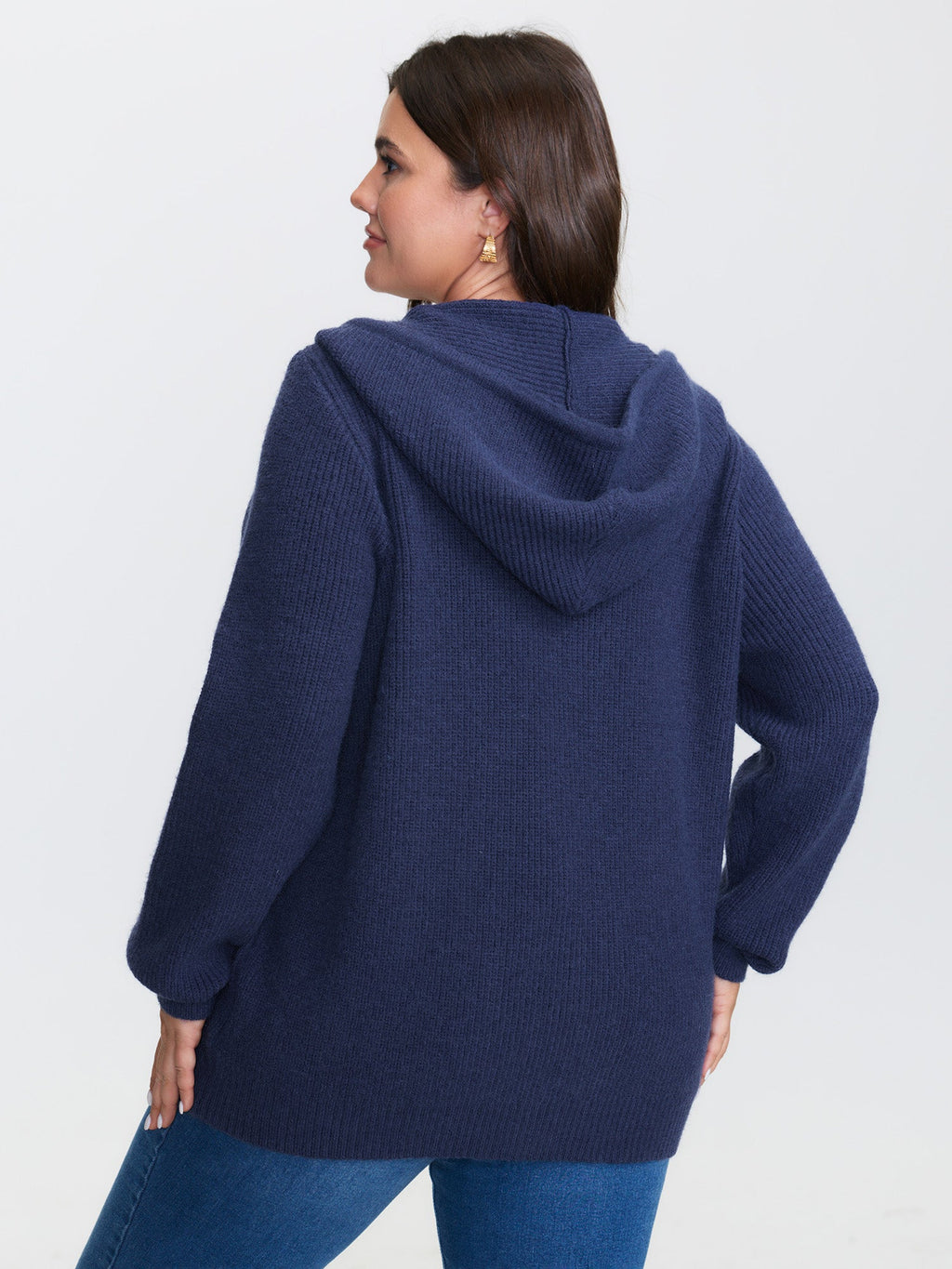 Textured Hooded Pockets Zipper Cardigan