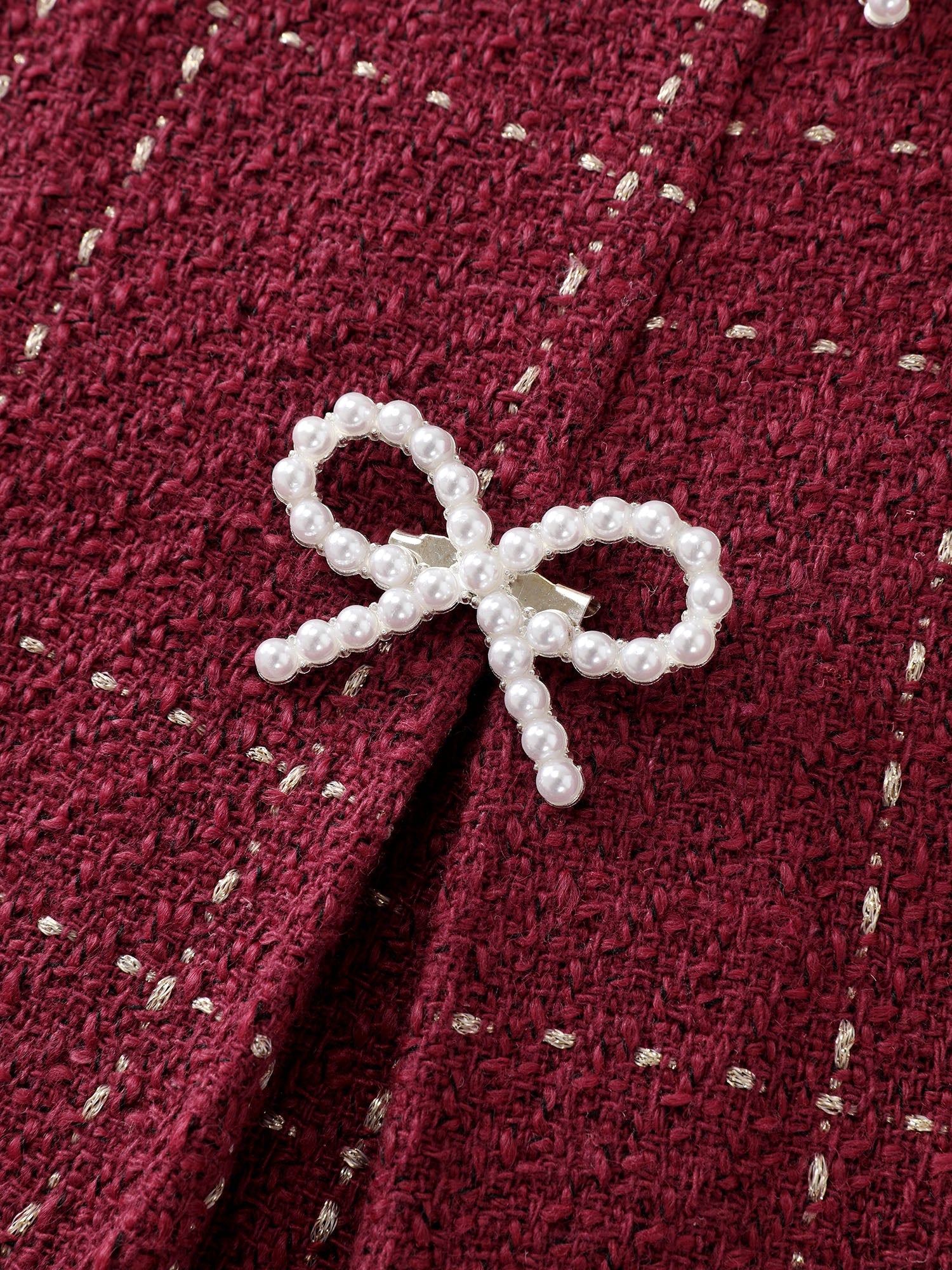 Tweed Metal Bows Knee-Length Dress