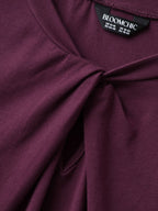 Knotted Cut-Out Neckline Solid T-Shirt