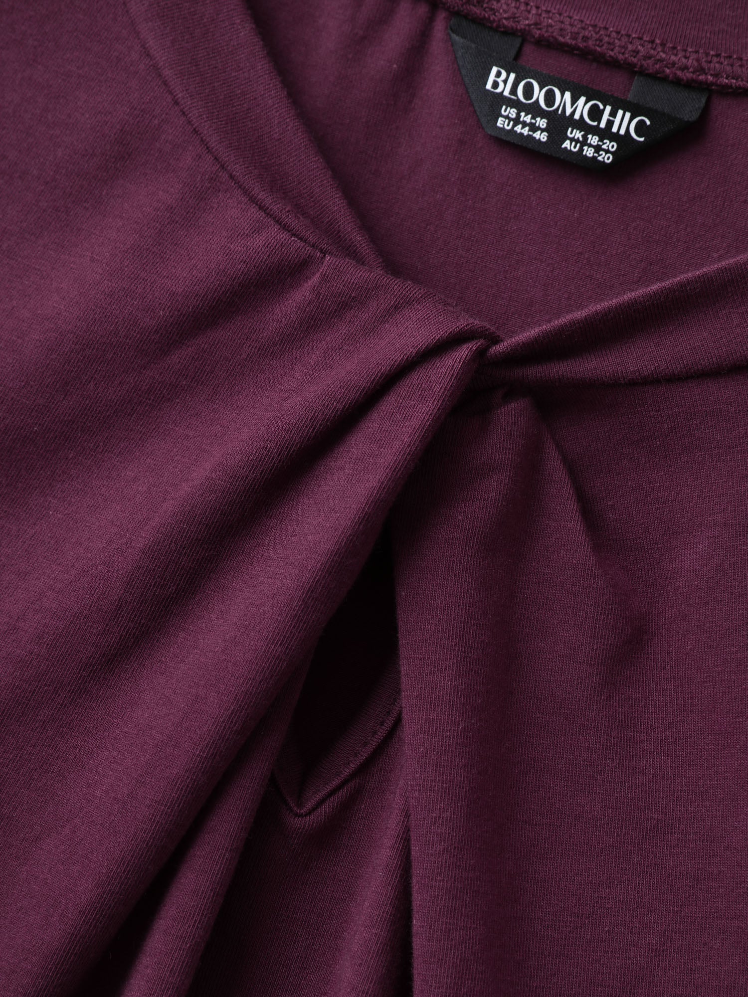 Knotted Cut-Out Neckline Solid T-Shirt