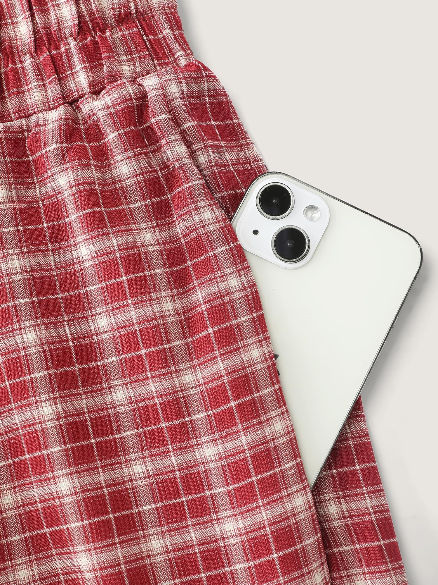 Gingham Ruffled Hem Loungewear Set