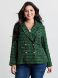 Tweed Plaid Double Button Jacket
