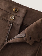 Pleated Double Button Flared Hem Pants