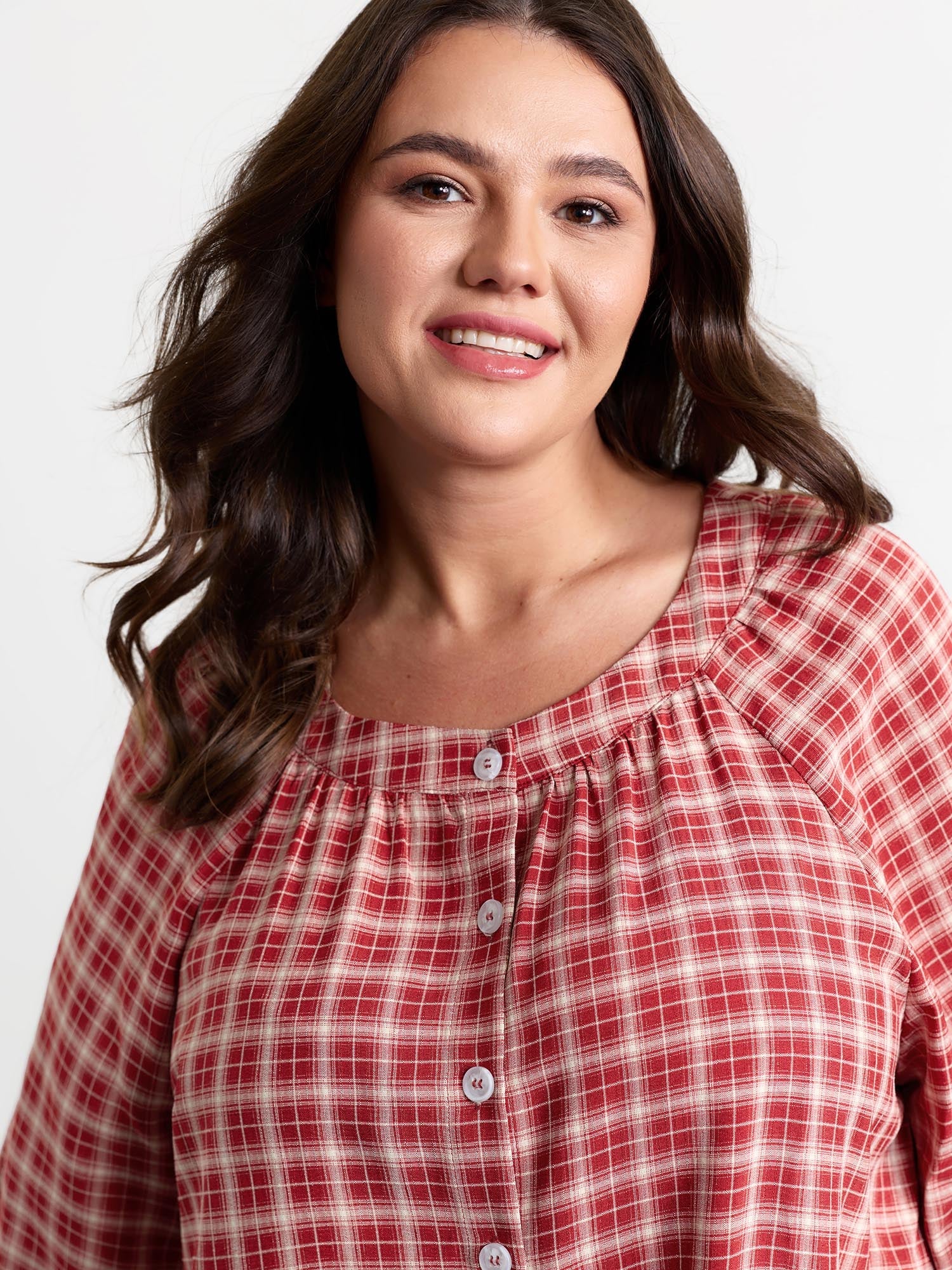 Gingham Ruffled Hem Loungewear Set