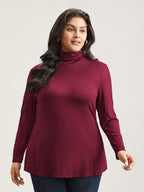 Supersoft Essentials Solid Funnel Neck Knit T-shirt