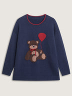 Teddy Bear Balloon Print Pullover