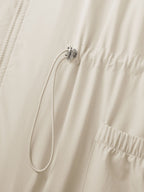 Drawstring Waist Pockets Hooded Coat