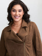 Zipper Detail Lapel Collar Jacket