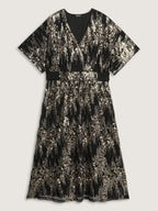 Sparkly Sequins Wrap Neck Midi Dress