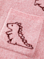 Jacquard Dinosaur Print Knit Cardigan