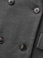 Solid Suit Collar Buttons Pockets Coat