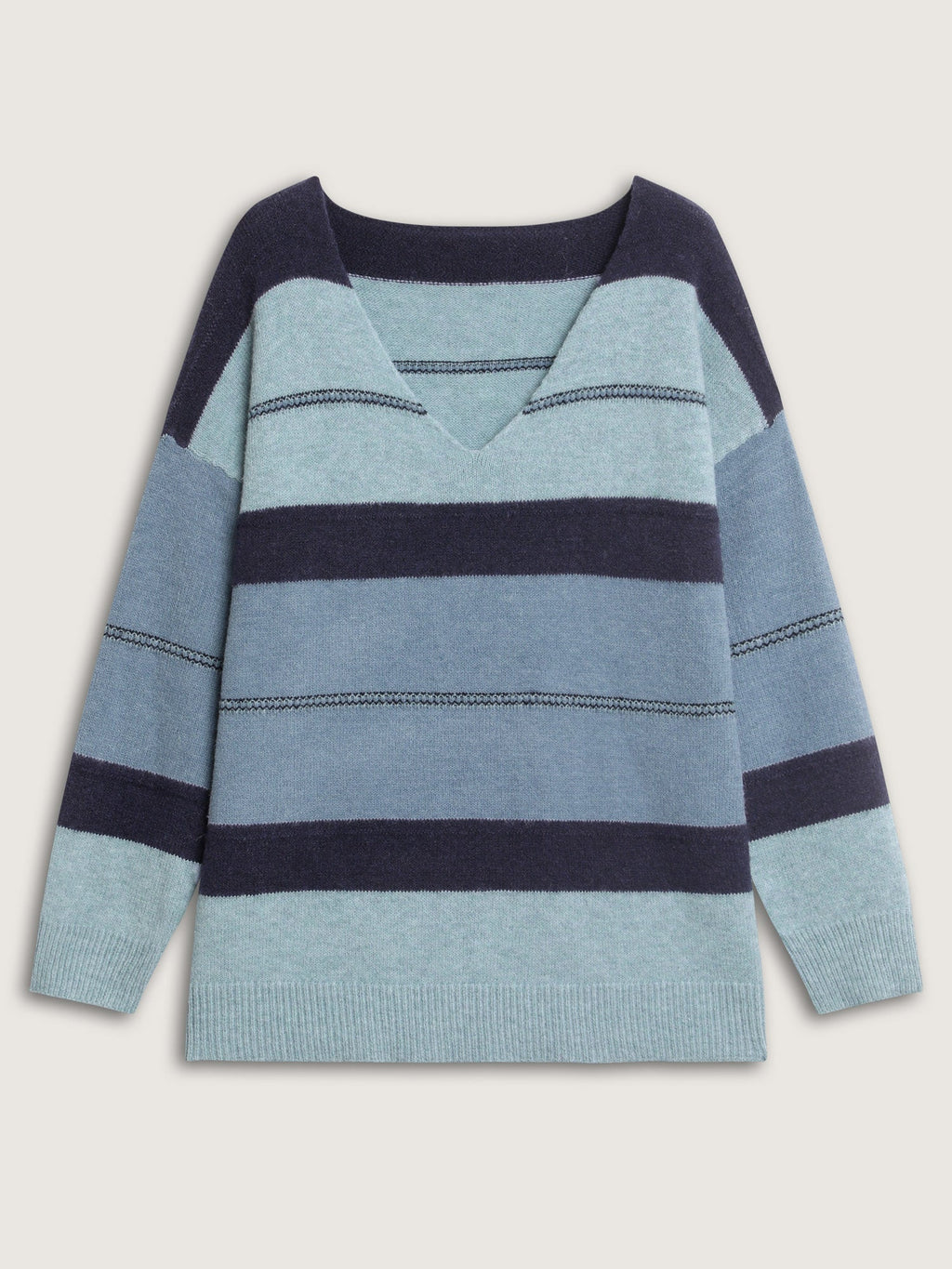 Striped Print Color Contrast Pullover