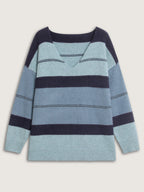 Striped Print Color Contrast Pullover