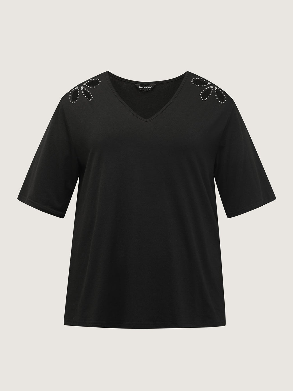 Cut-Out Shoulder Beads T-Shirt