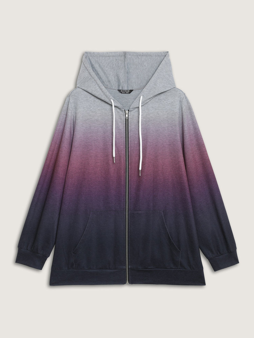 Ombre Gradient Zipper Front Jacket