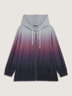 Ombre Gradient Zipper Front Jacket
