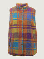 Colorful Plaid Teddy Fleece Lined Vest