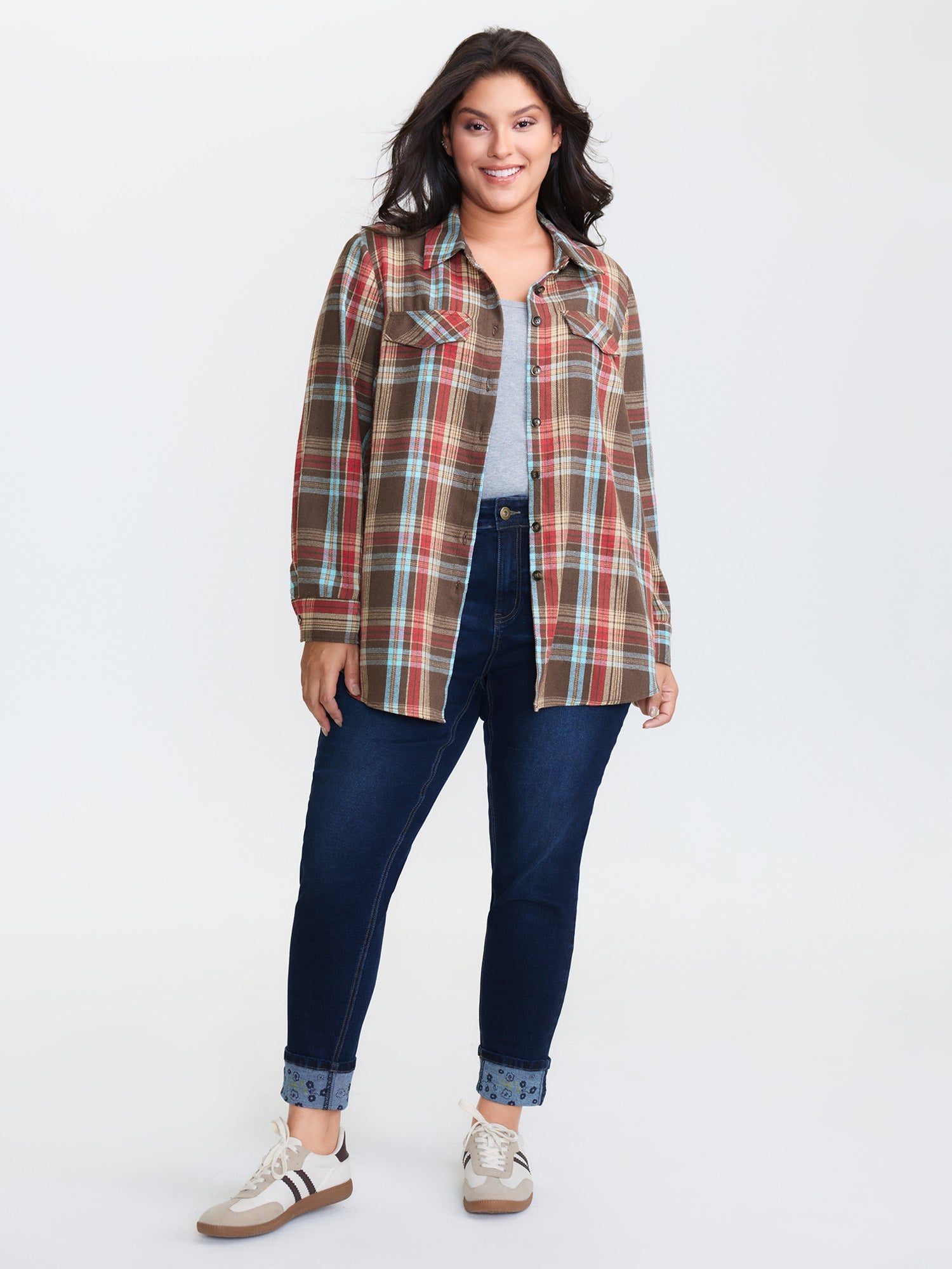 Plaid Print Button Down Shirt