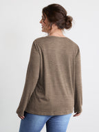 Sequin Cord Embroidered Tree Round Neck T-Shirt