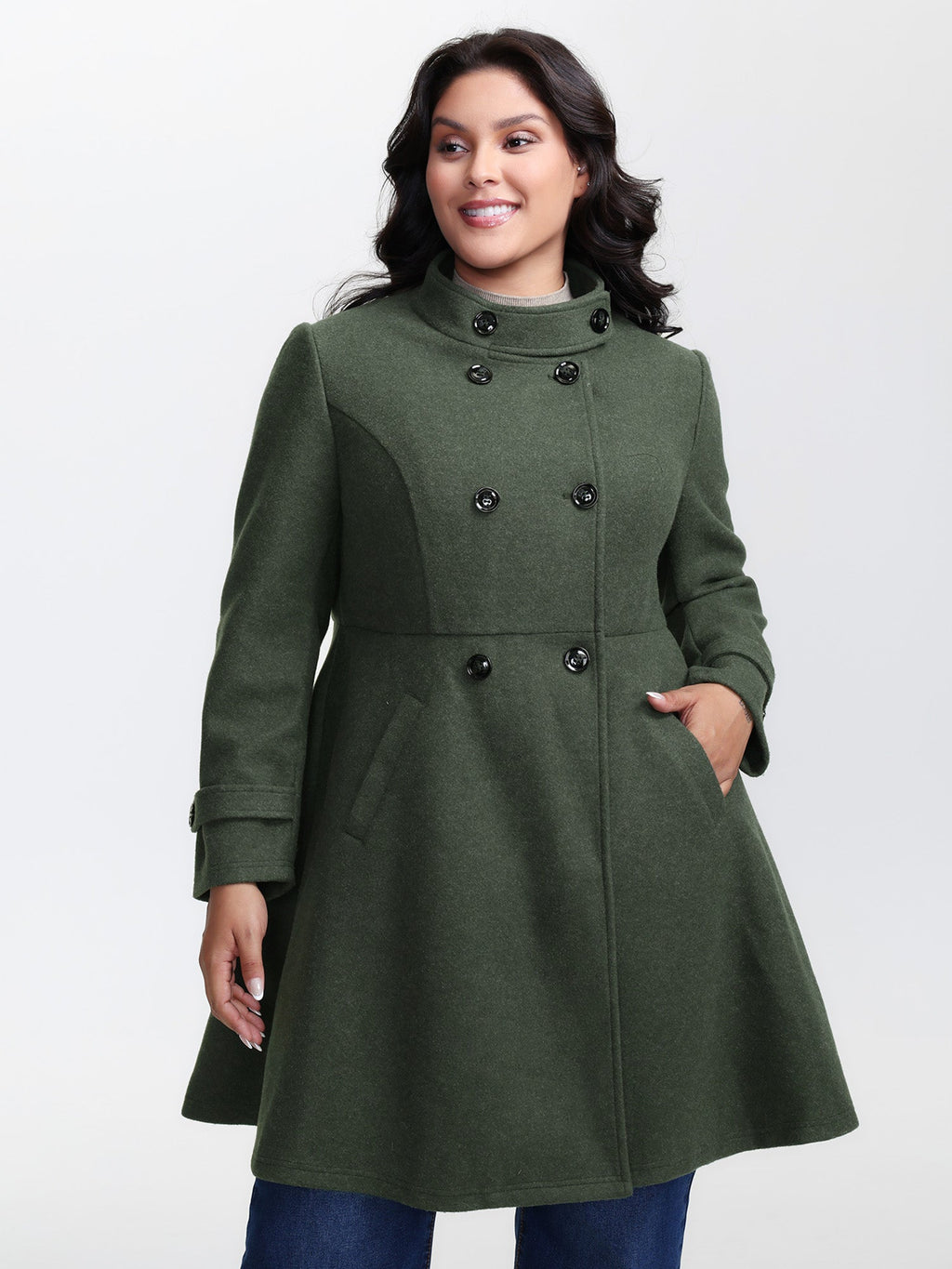 Double Button Pocket Solid Coat