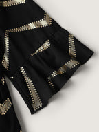 Gold Stamping Wavy Knee-Length Dress