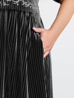 Velvet Celestial Embroidery Shirred Maxi Dress