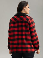 Plaid Button Through Patchwork Contrast Shacket