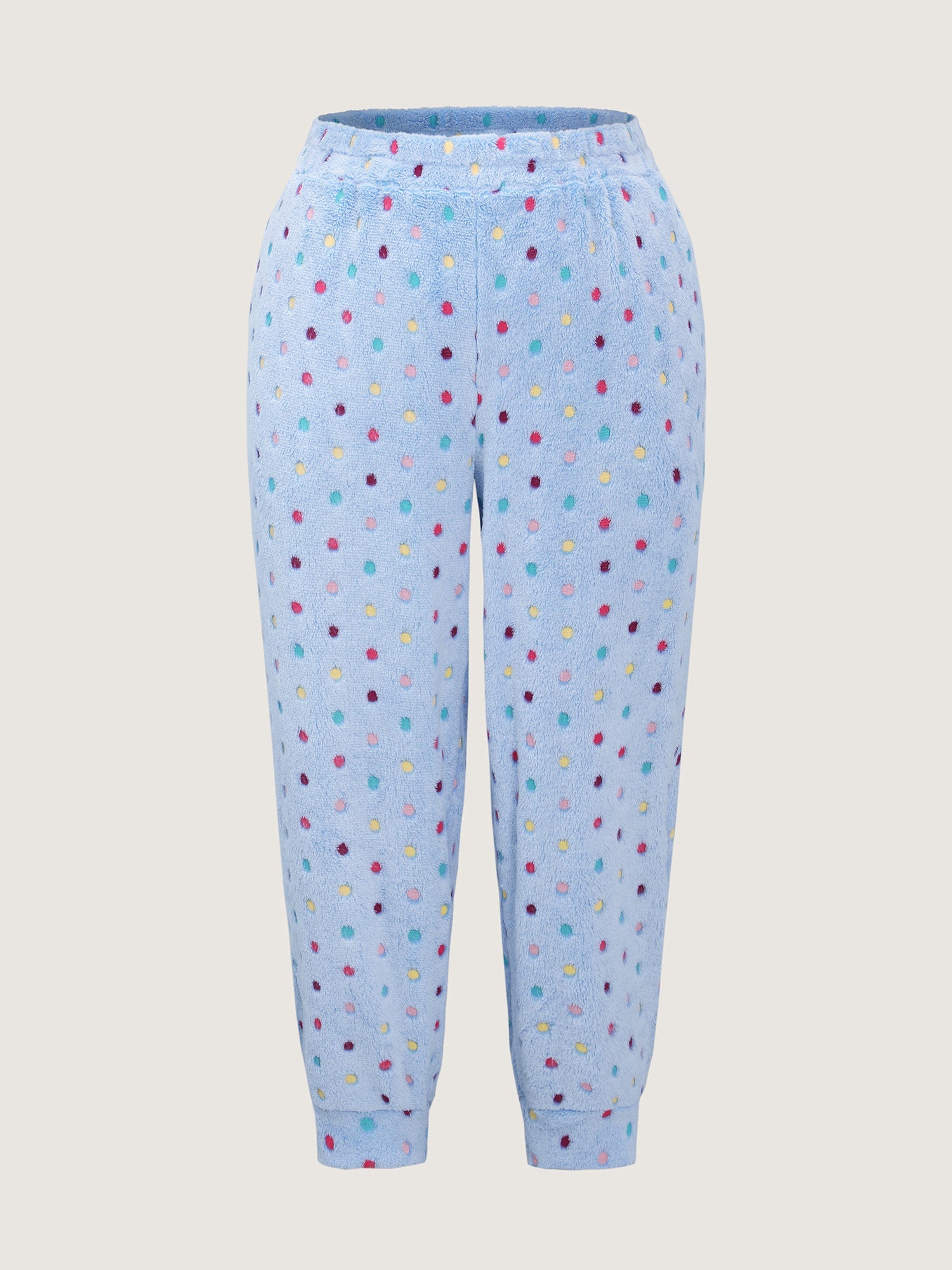 Fluffy Textured Polka Dots Lounge Bottoms