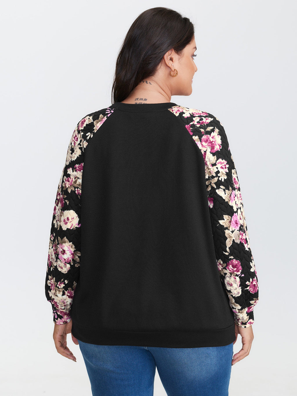 Floral Print Raglan Sleeve Sweatshirt
