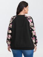 Floral Print Raglan Sleeve Sweatshirt