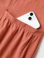 Pure Cotton Pleated Pockets Midi Dress