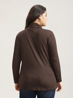 Supersoft Essentials Solid Funnel Neck Knit T-shirt