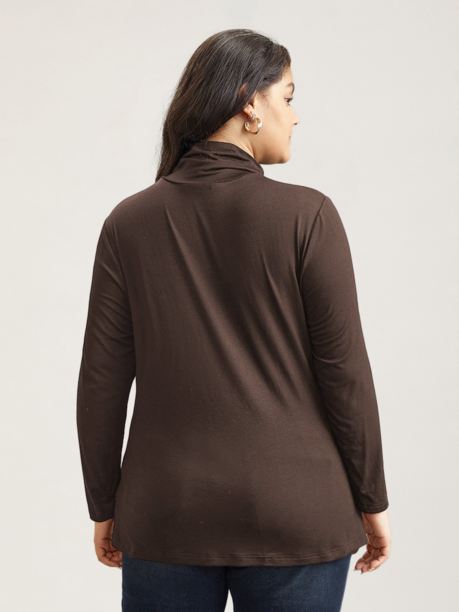 Supersoft Essentials Solid Funnel Neck Knit T-shirt