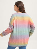 Ombre Gradient Eyelet Trim Knit Cardigan