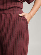 Stretchy Pit Strip Solid Loungewear Set