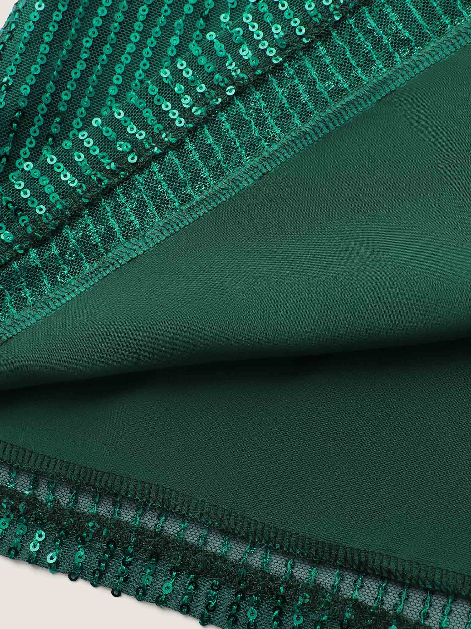 Shimmery Sequin Notched Collar Blouse