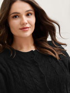 Cable Knit Round Neck Button Knit Cardigan