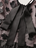 3D Floral Back-Tie Sheer Midi Dress