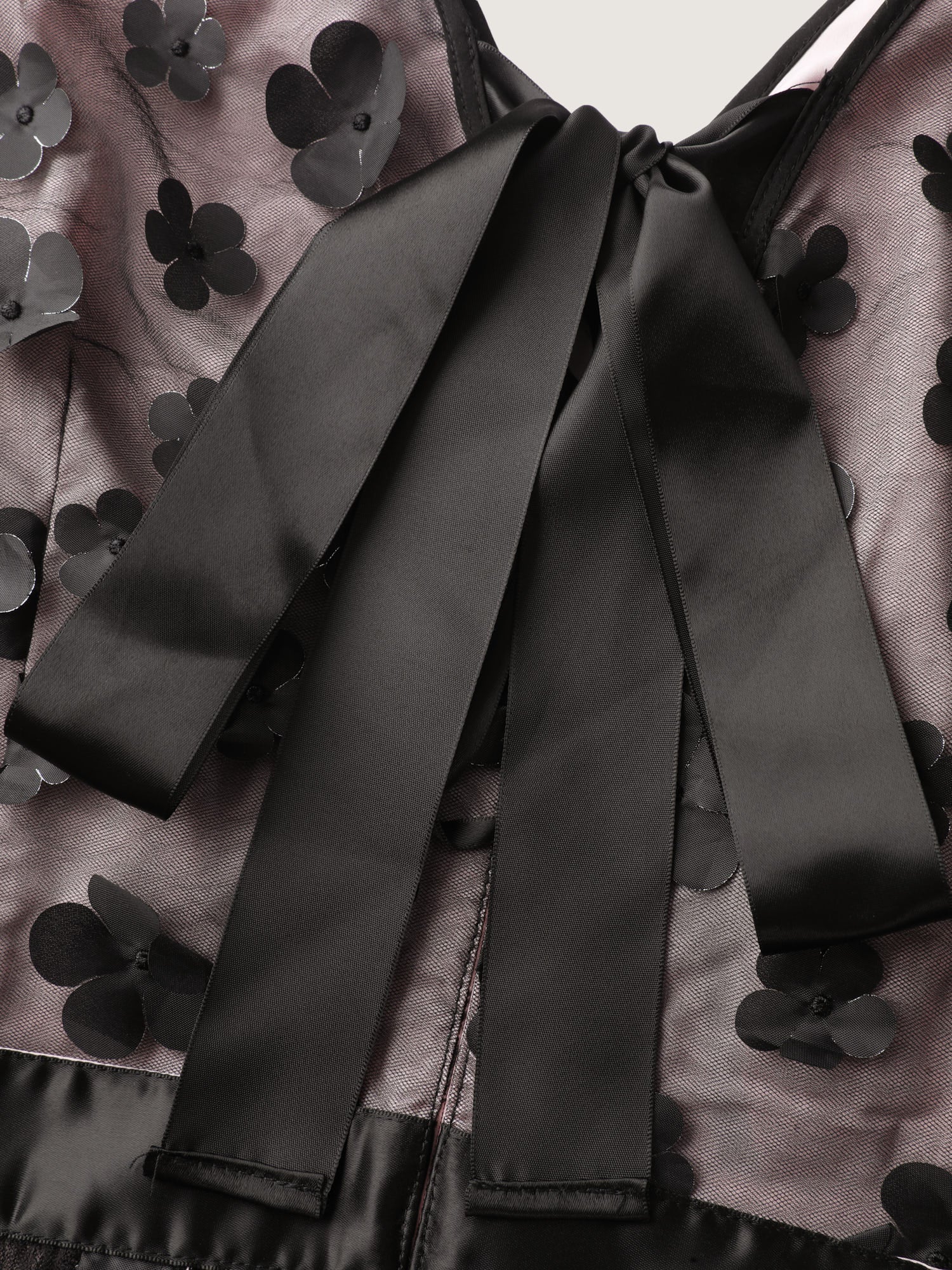 3D Floral Back-Tie Sheer Midi Dress