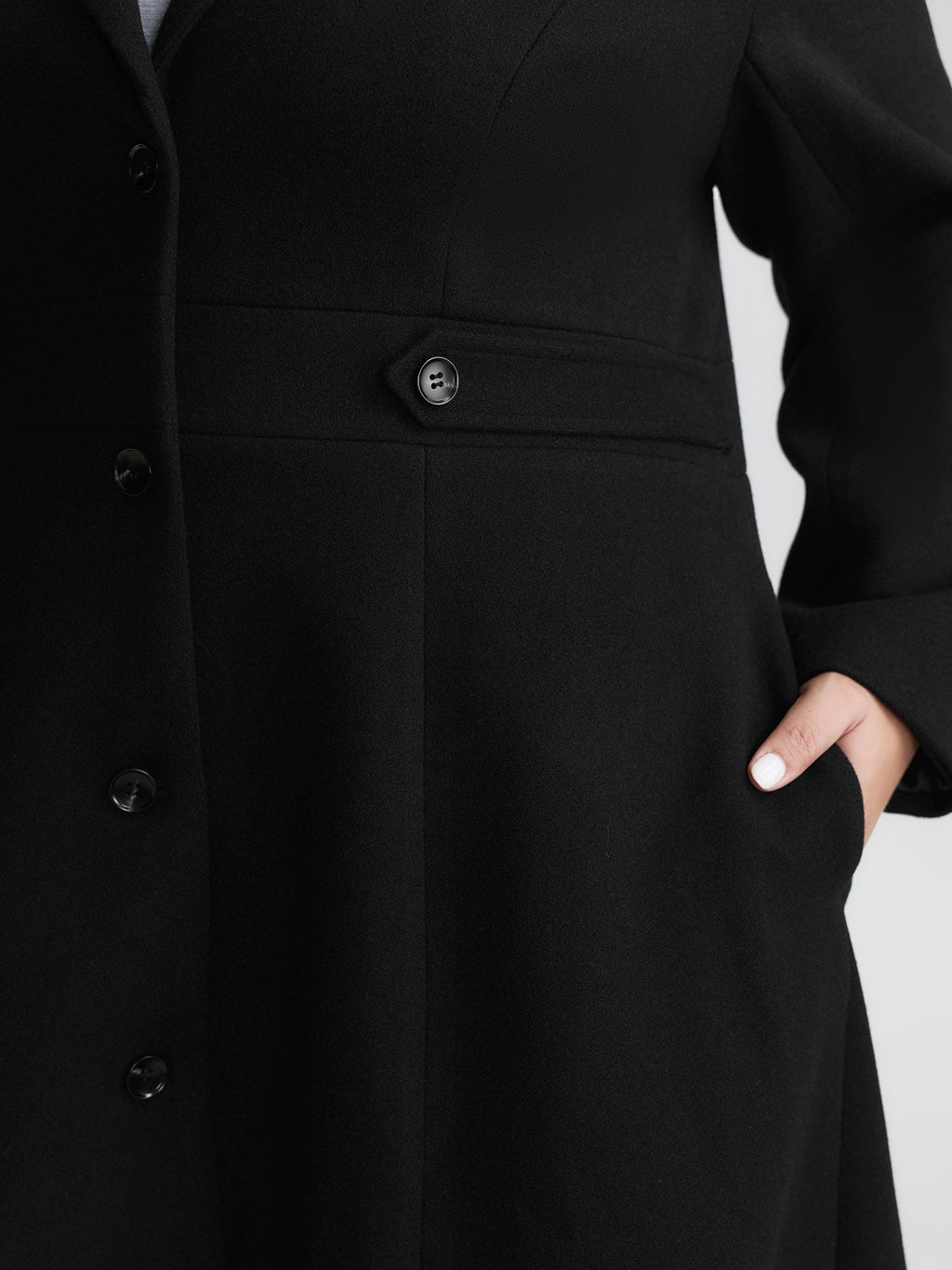 Notched Collar Cinched Waist Coat