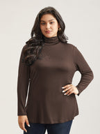 Supersoft Essentials Solid Funnel Neck Knit T-shirt