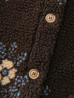 Fluffy Floral Pattern Pocket Coat